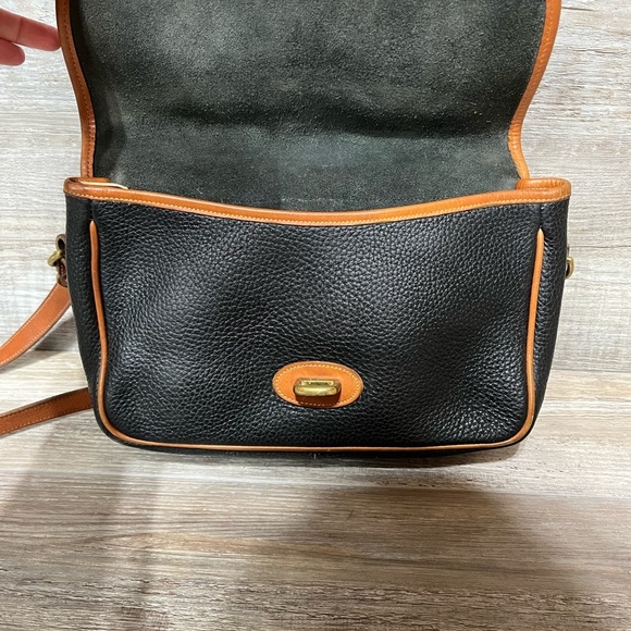 DOONEY & BOURKE Vintage Equestrian Leather Crossbody Purse Bag Black Tan - Picture 13 of 16